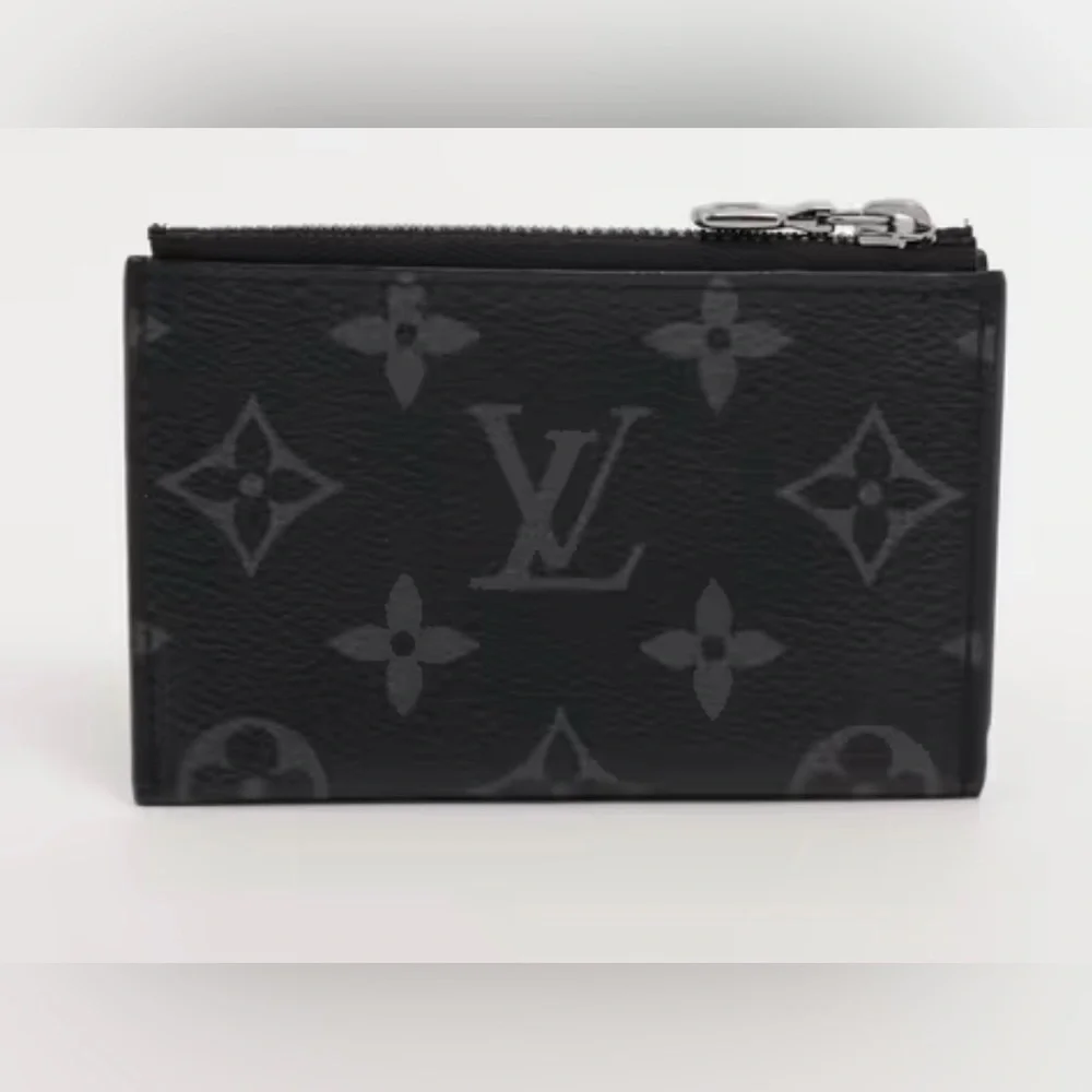 Louis Vuitton Monogram Eclipse Compact Coin Card Holder Wallet M82253 RFID CHIP